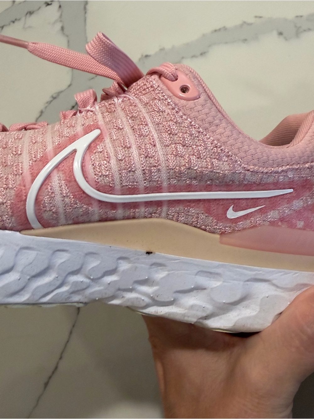 Nike Flyknit Comfort Women's Pink Knit Walking Sneakers Sz 8 - Picture 7 of 10